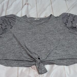 Maurice Gray Front Tie Boho Beautiful Flowy Detailed Sleeves size 3 Plus